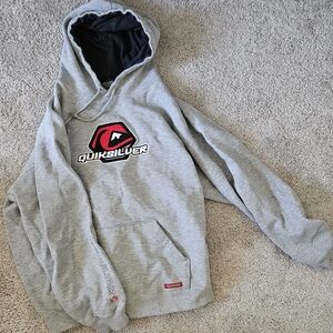 Quiksilver Men's Grey Pullover Hoodie with Logo
